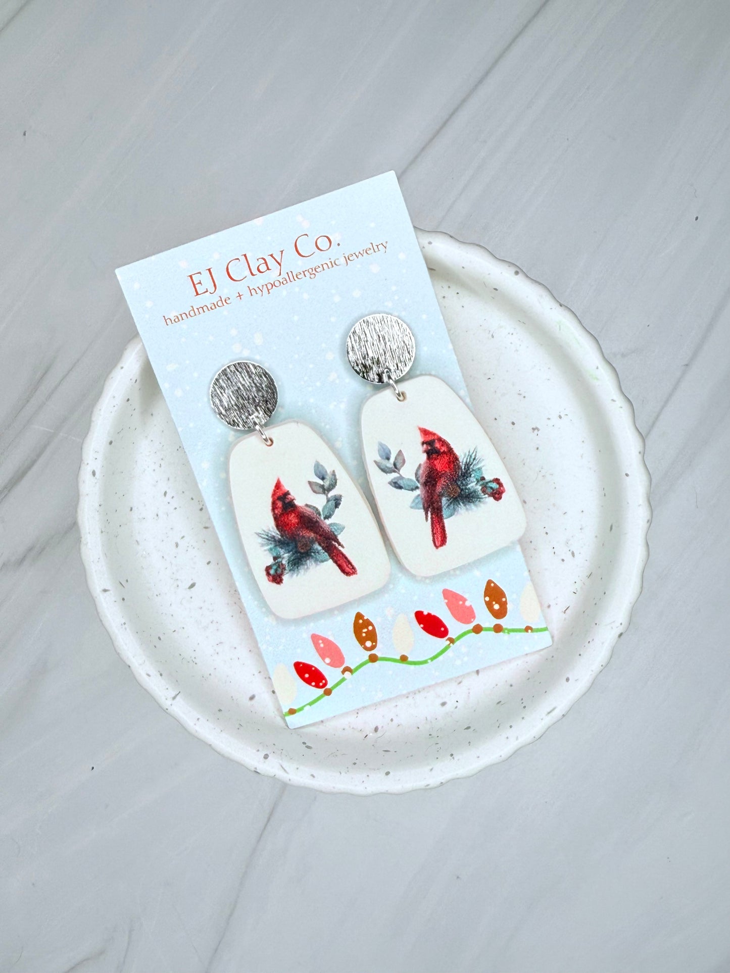 Silver Cardinal Dangles