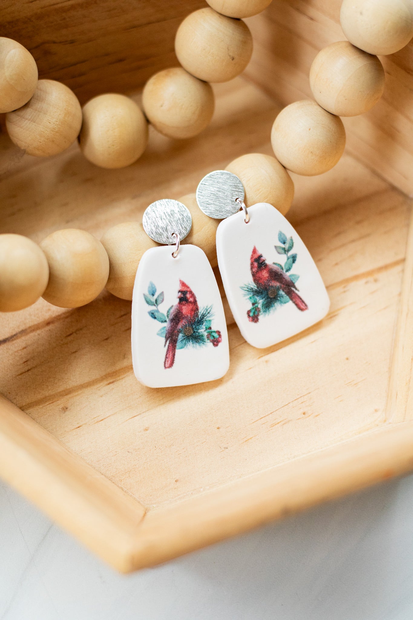 Silver Cardinal Dangles