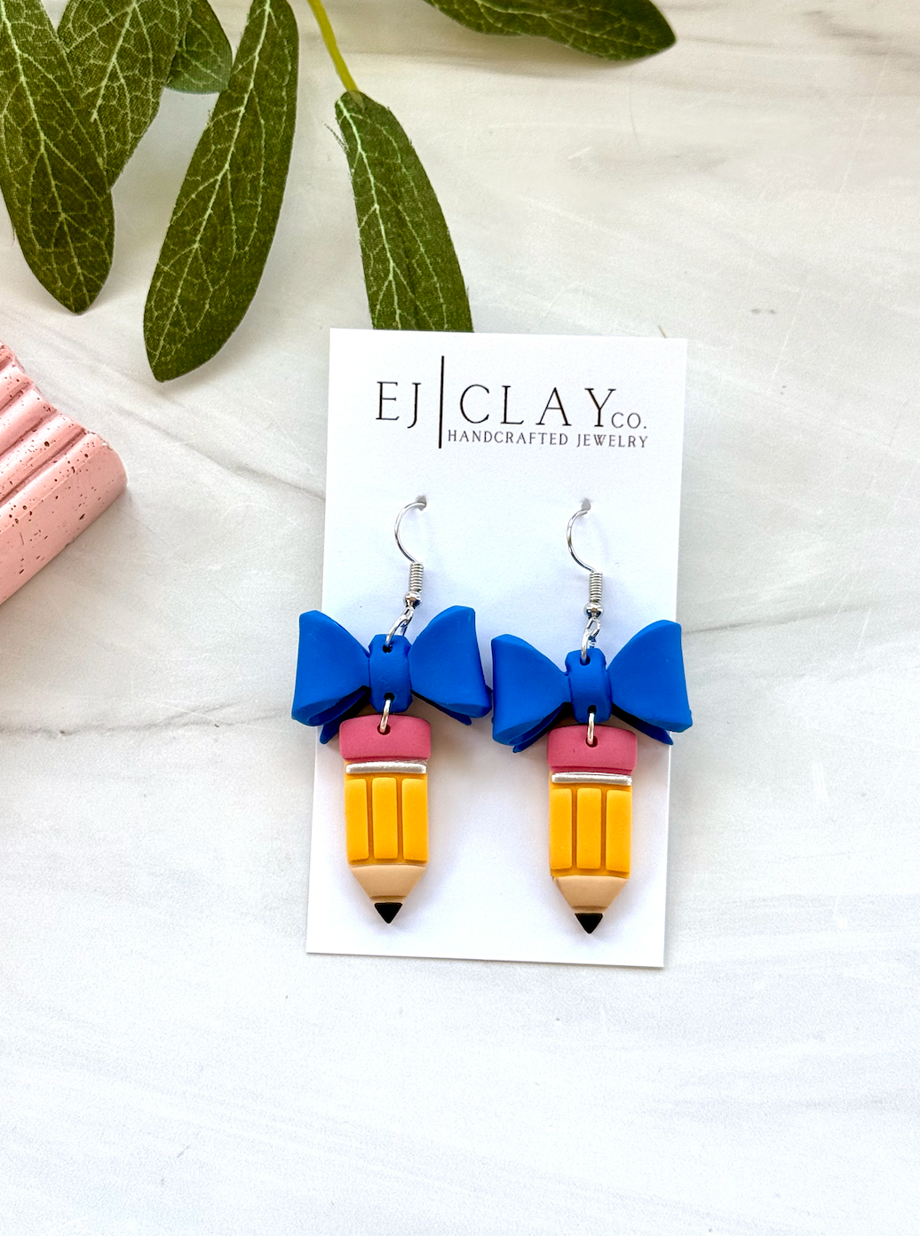 Pencil Bow Dangles - Best Teacher Ever Cards