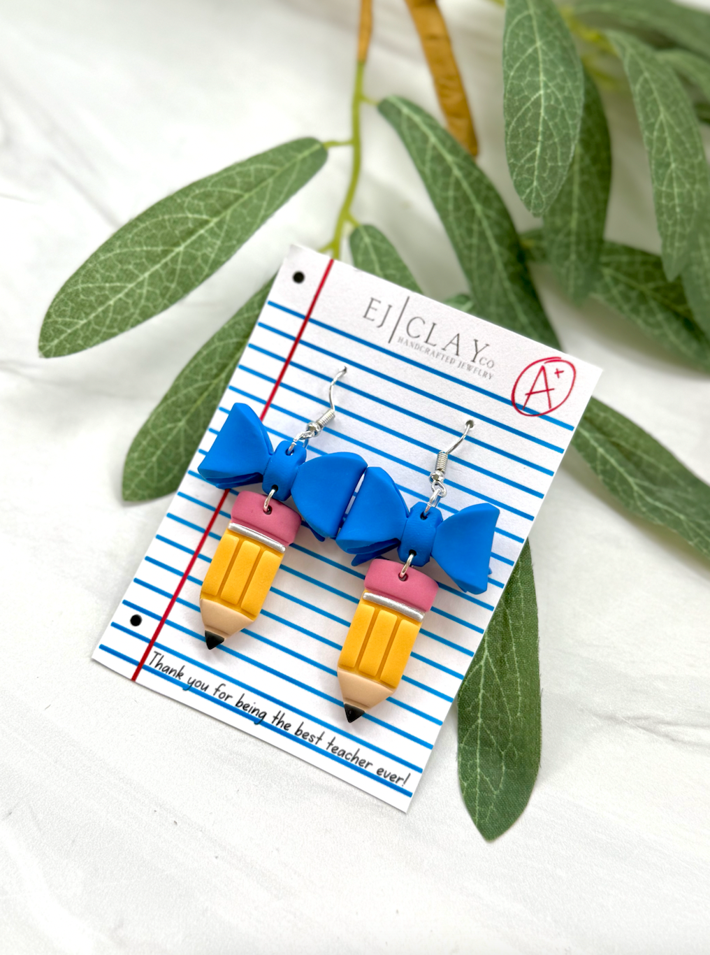 Pencil Bow Dangles - Best Teacher Ever Cards