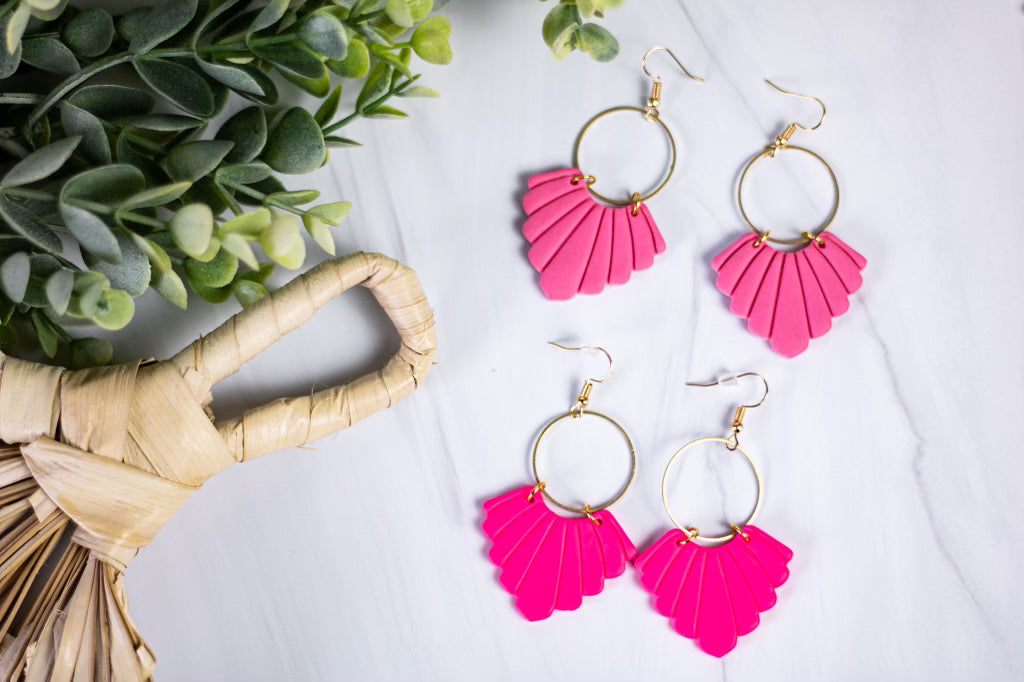 Pink Edit Scalloped Hoops