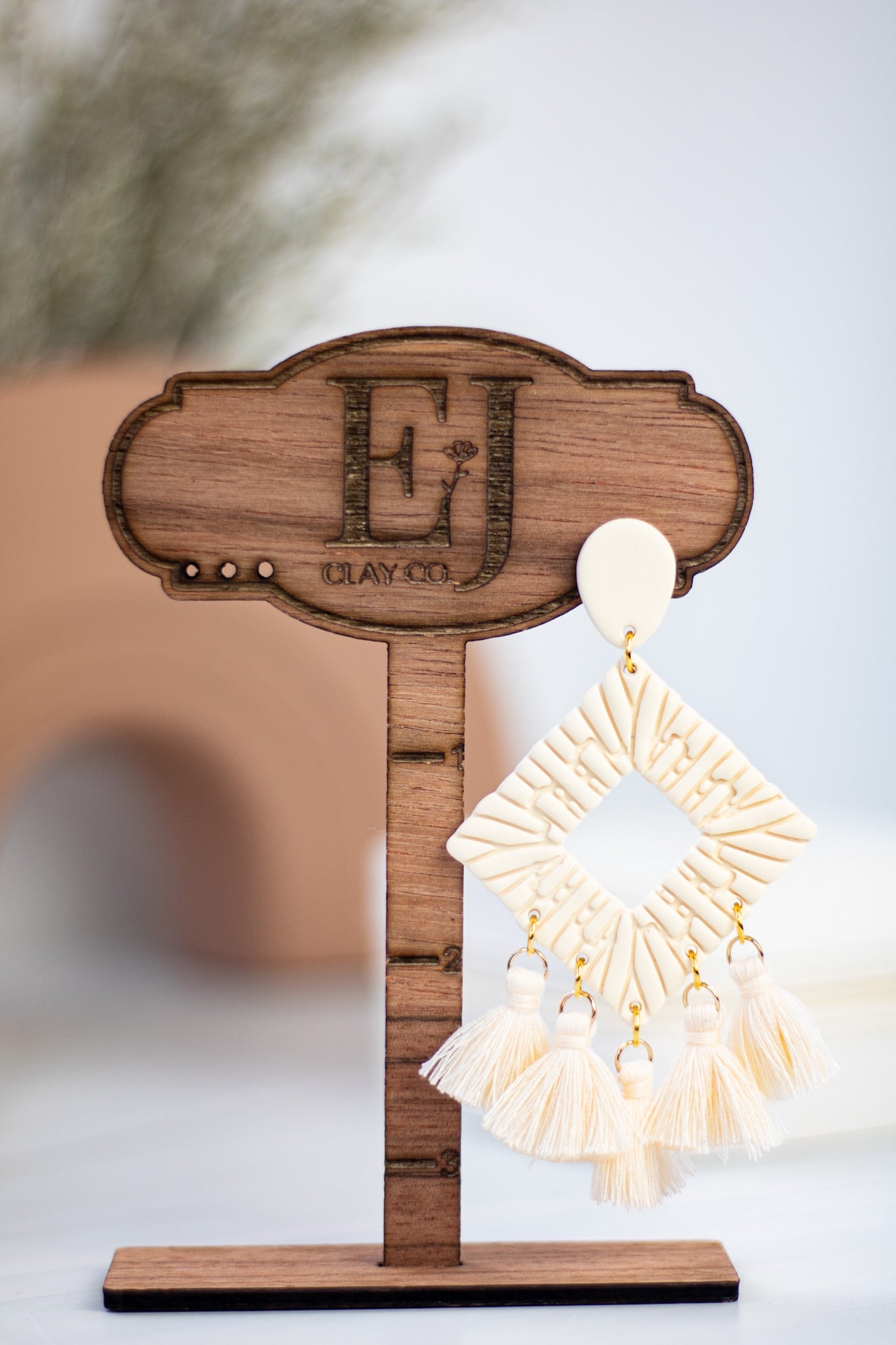 Ivory Square Rattan Tassel Dangles