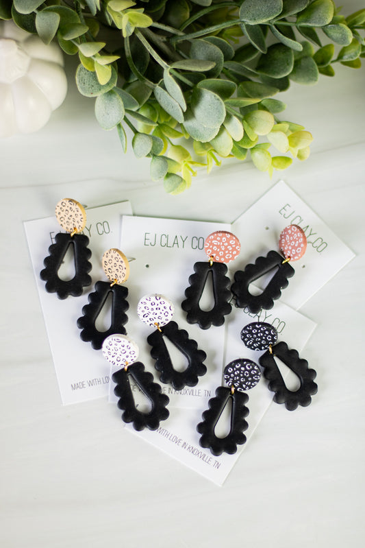 WS Cheetah Scalloped  Teardrop Dangles