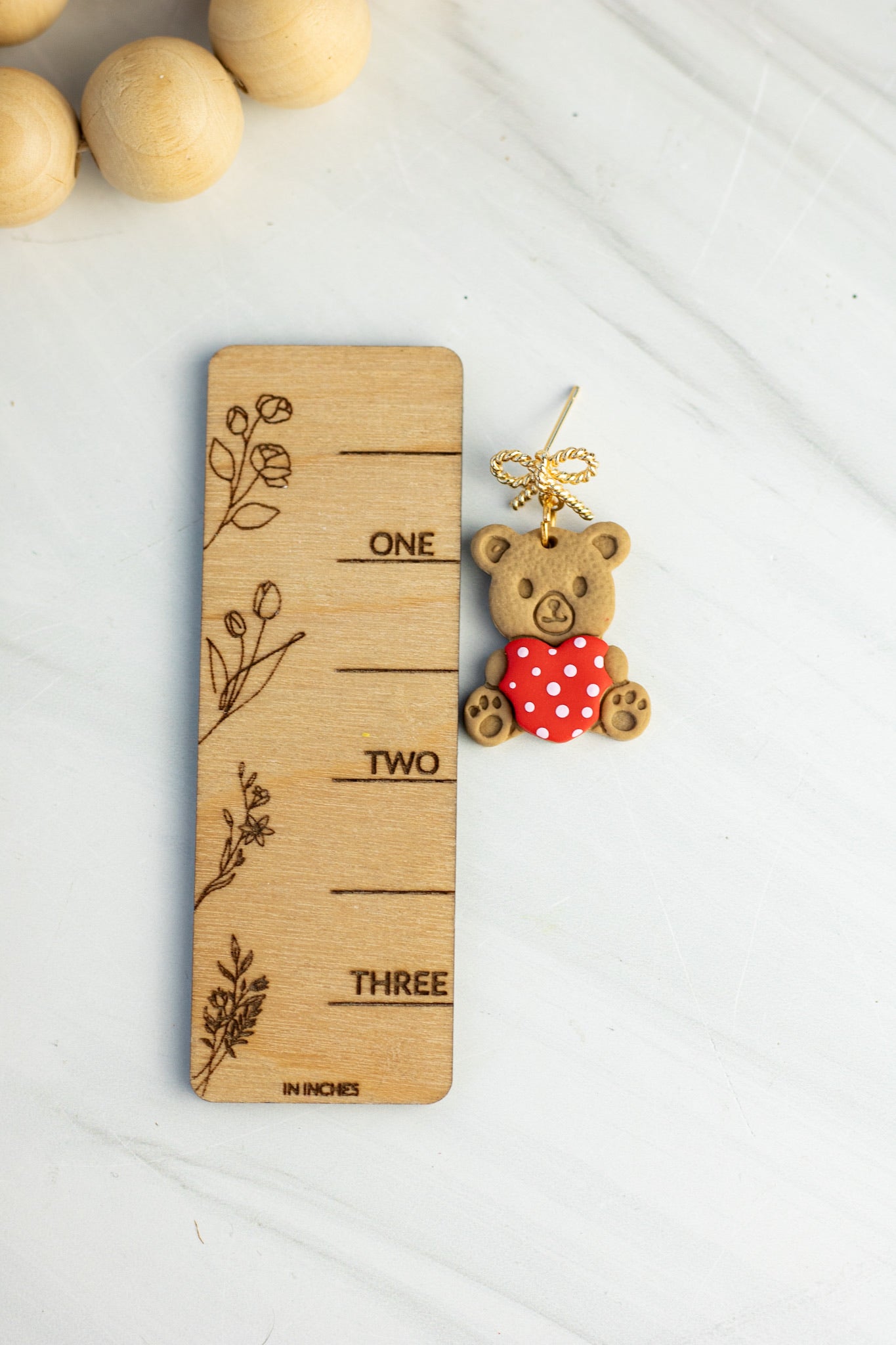 18k Teddy Bear Heart Dangles