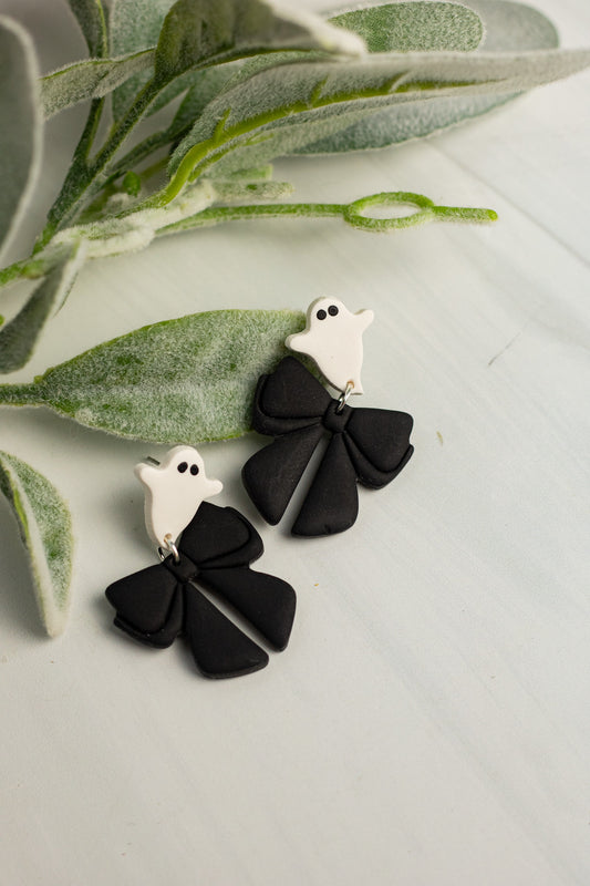 Ghostie Black Bow Dangles