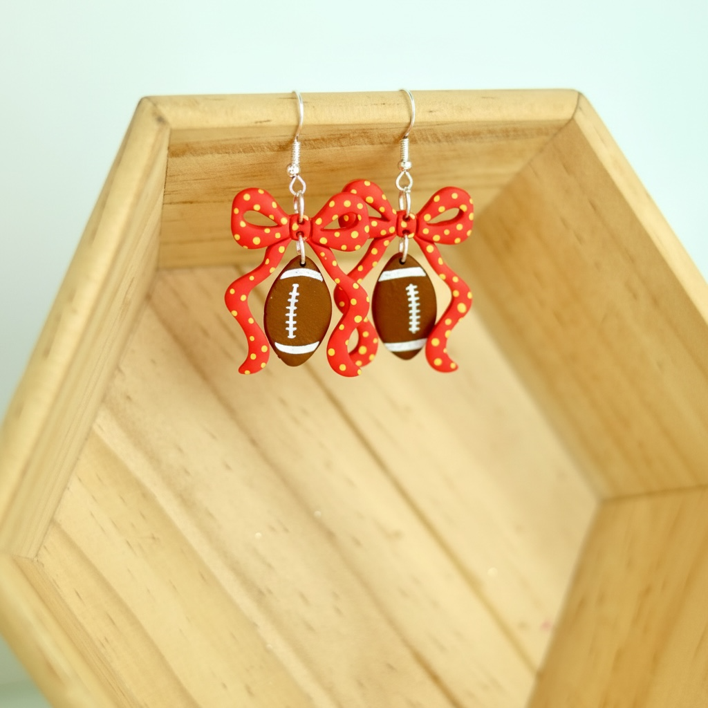 Romantic Football Bow Dangles