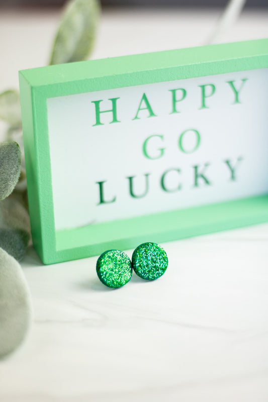 Green Glitter Studs