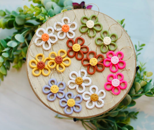 Smiley Flower Hoops