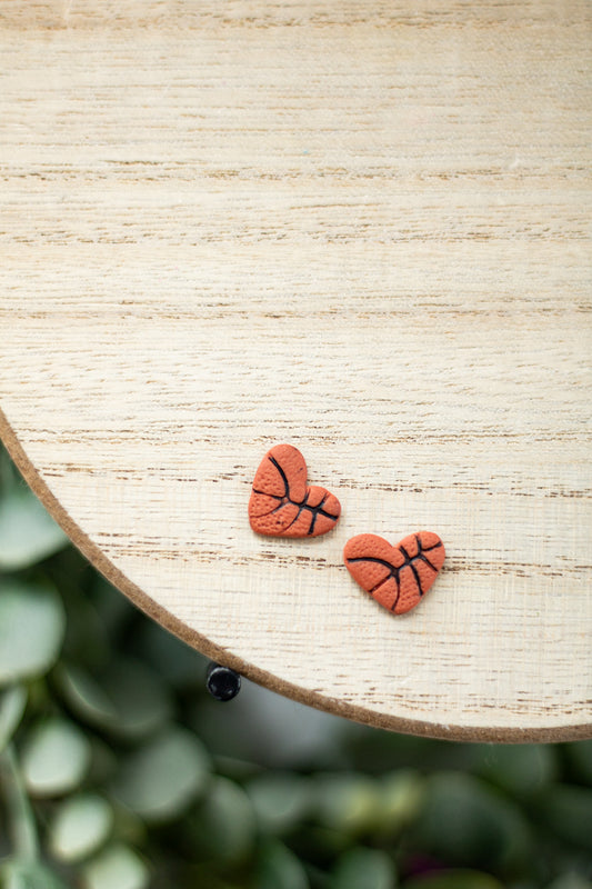 WS Basketball Heart Studs
