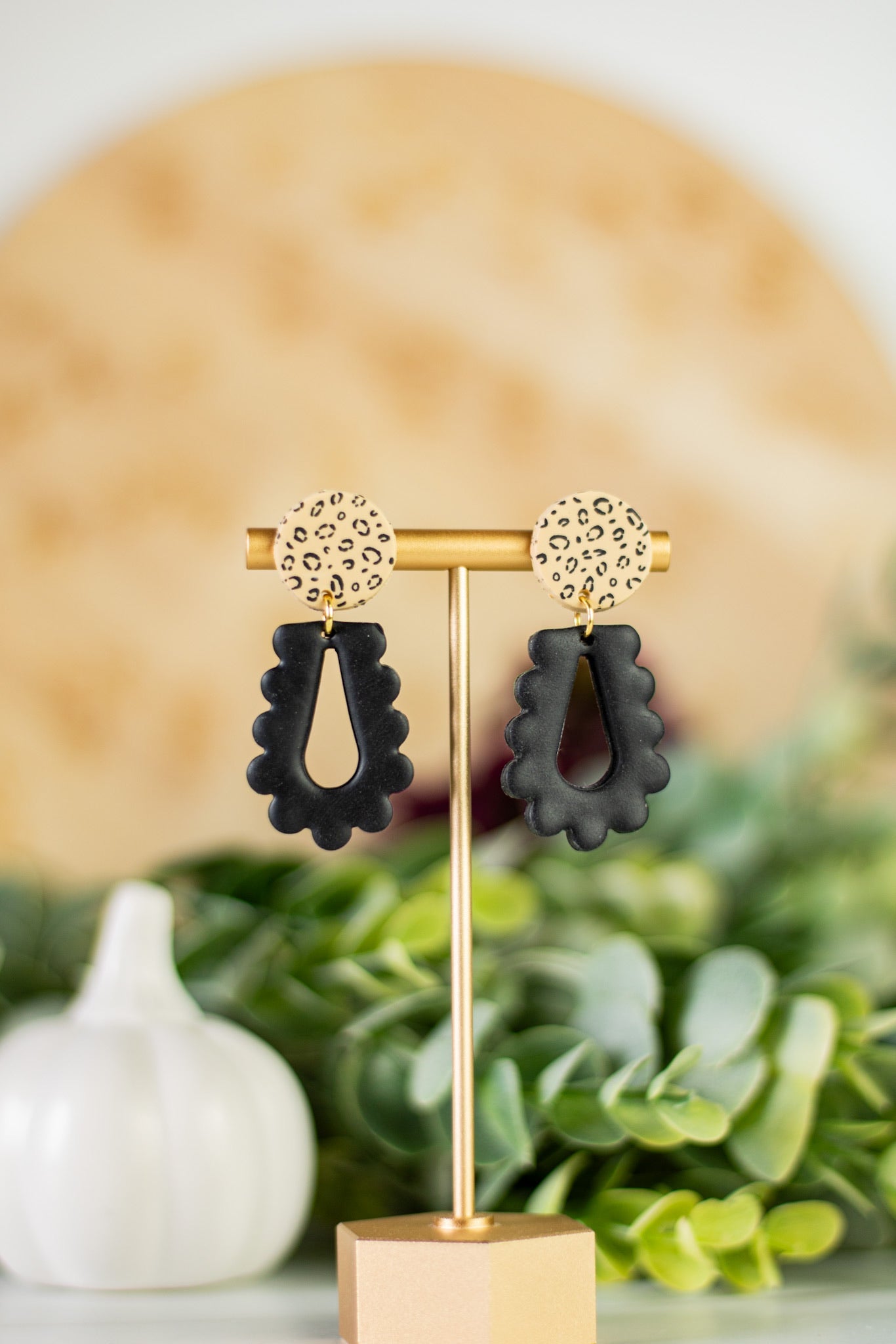 Cheetah Scalloped  Teardrop Dangles