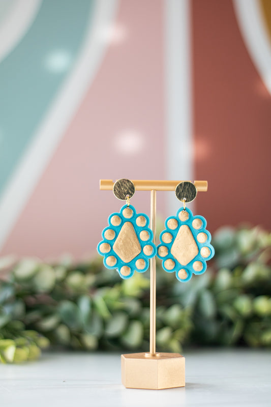 WS Turquoise Gold Statement Dangles