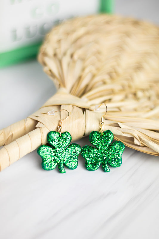 Glitter Shamrock Dangles