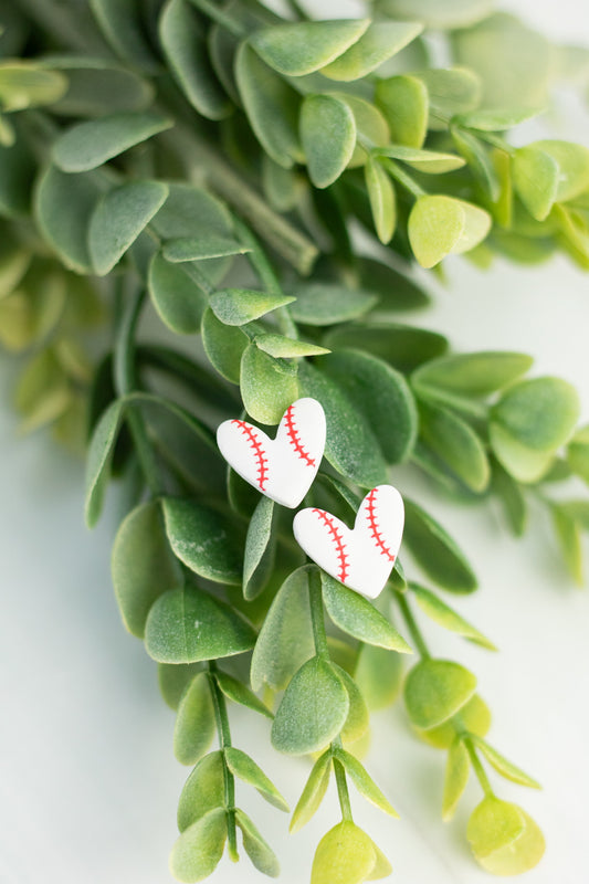 WS Baseball Softball Heart Studs