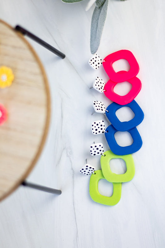 Bright Polkadot-Top Dangles