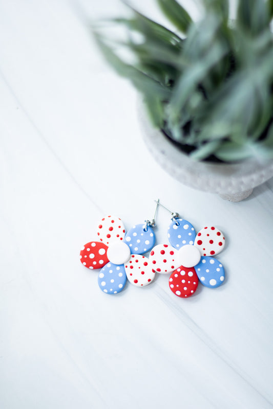 Statement Polka Dot Flower Dangles