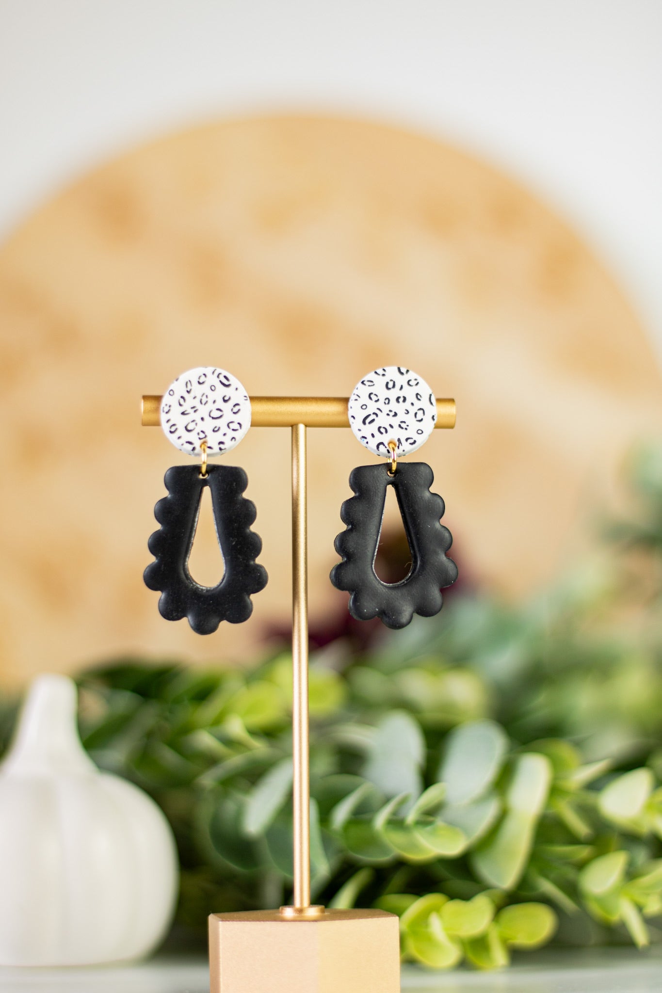 Cheetah Scalloped  Teardrop Dangles