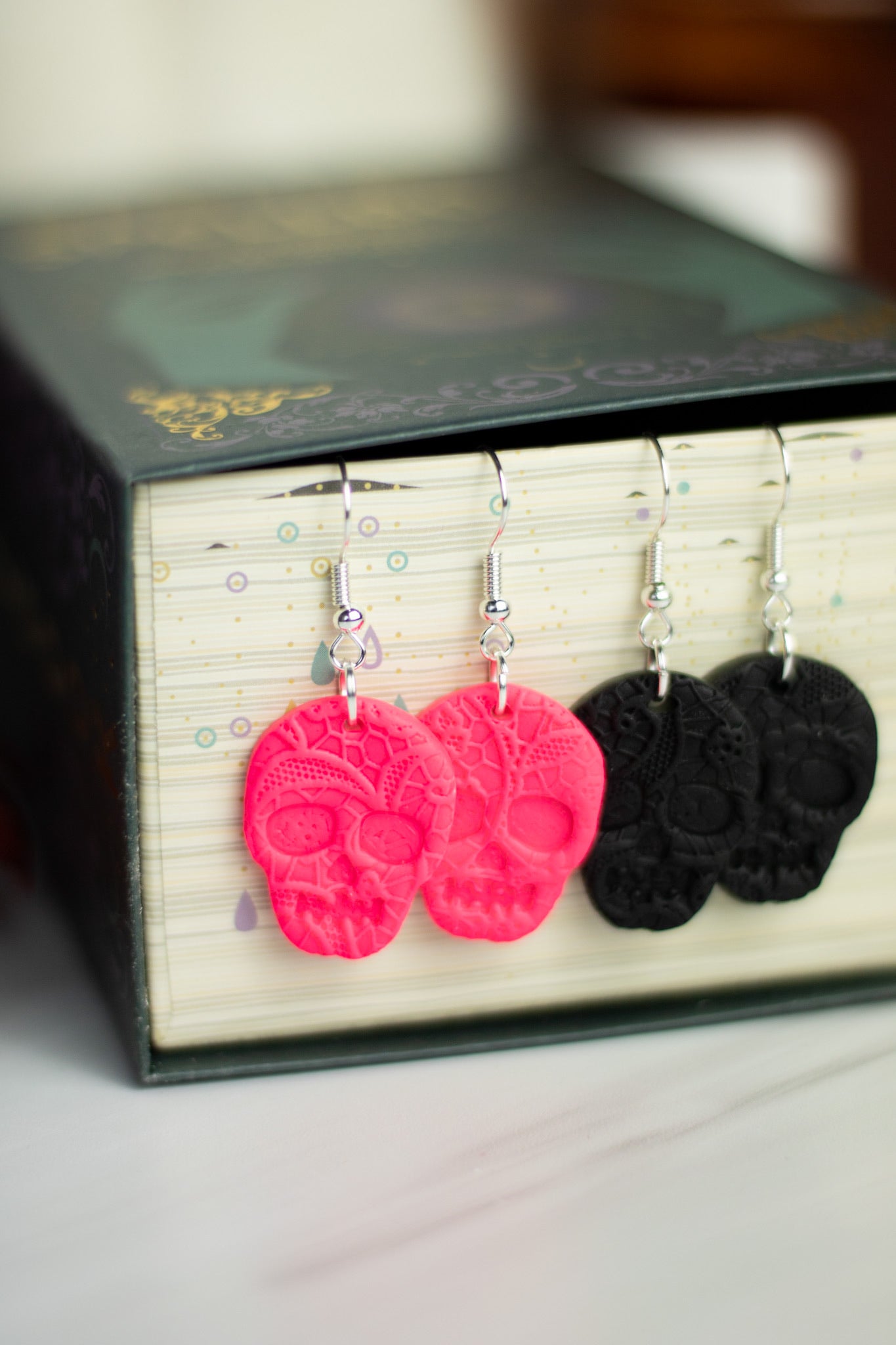 Lace Skull Dangles