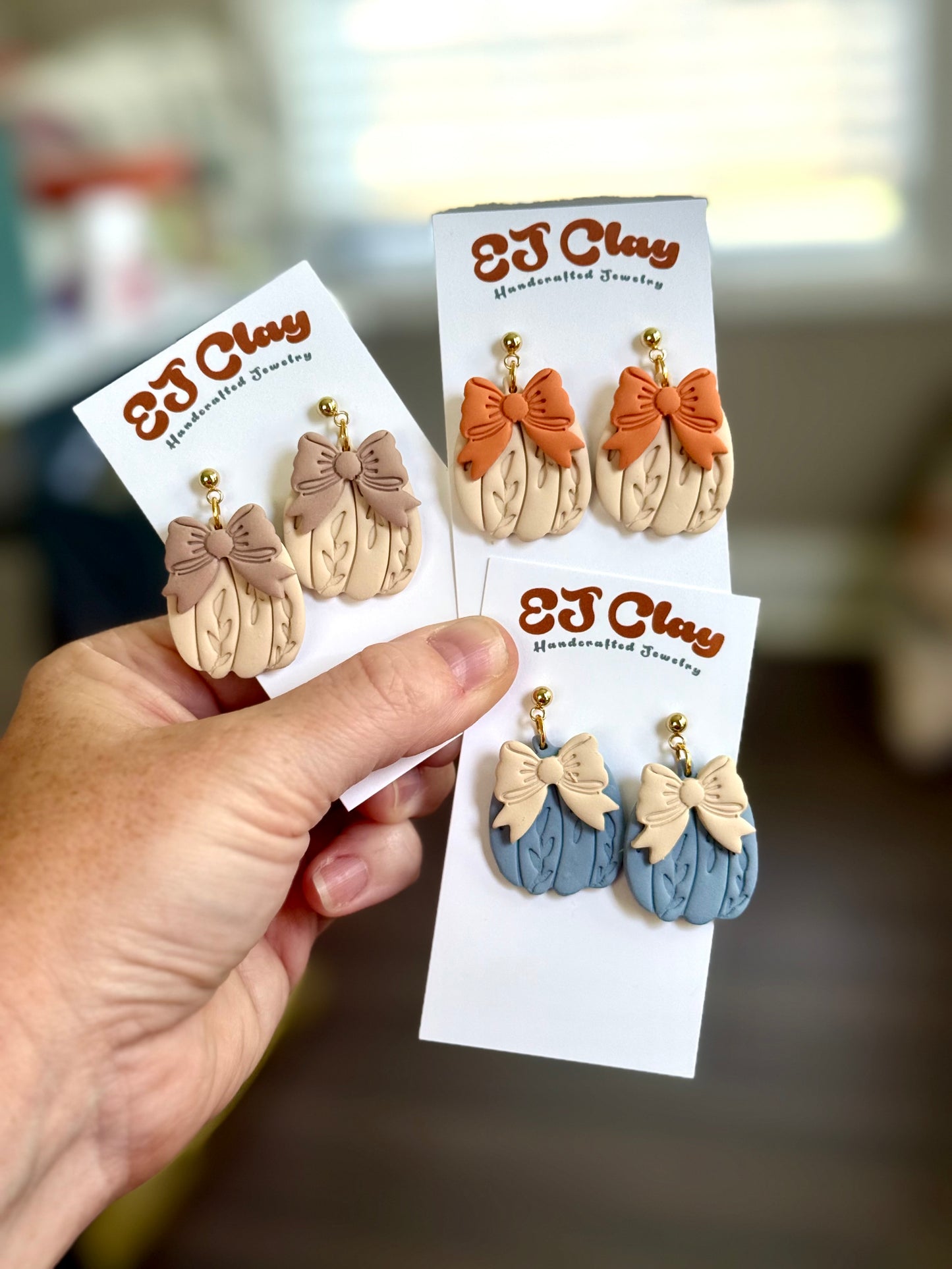 Embossed Pumpkin Bow Dangles