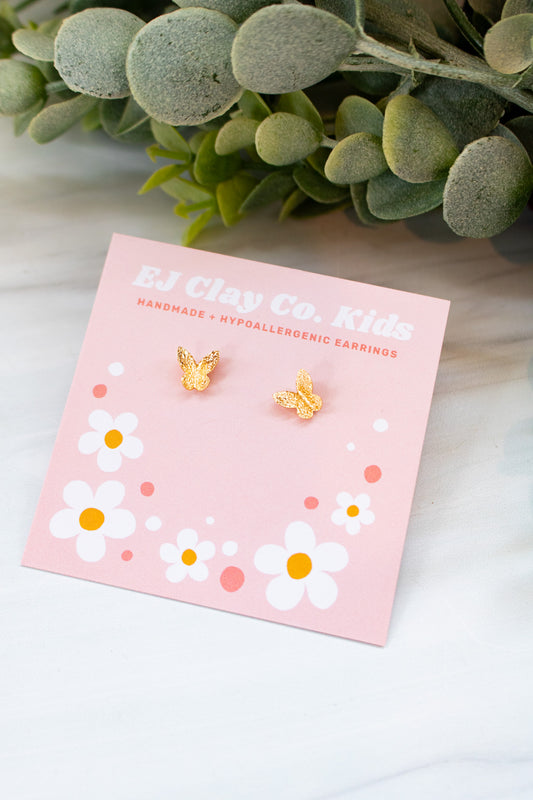 WS- EJ Kids Gold Butterfly Studs