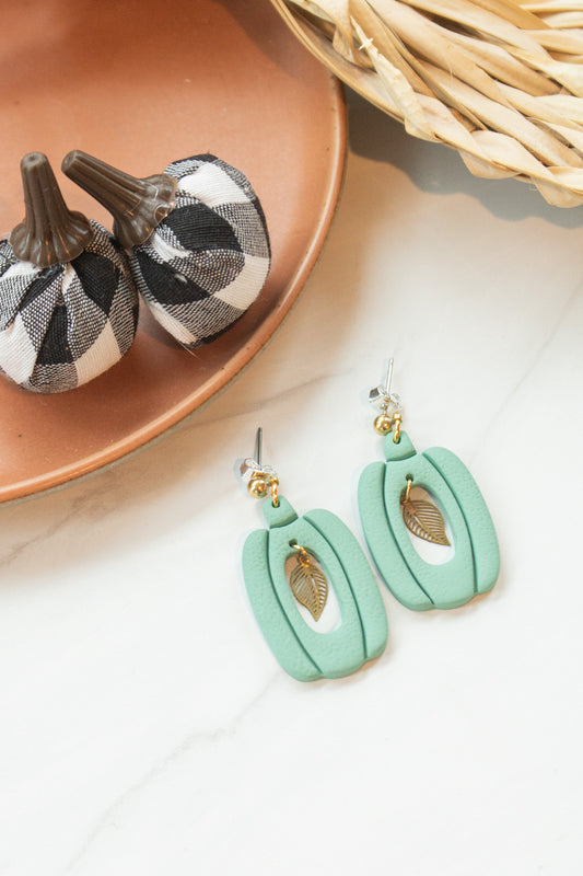 WS Laurel Pumpkin Brass Leaf Dangles