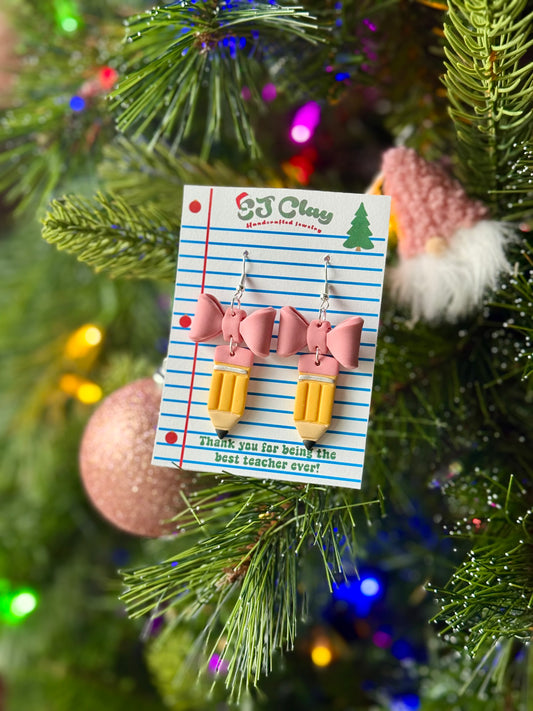 Holiday Pencil Bow Dangles