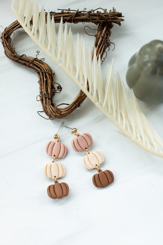 Neutral Blush Pumpkin Dangles