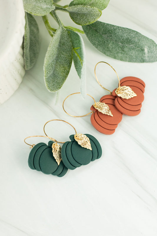 18k Pumpkin Charm Hoops