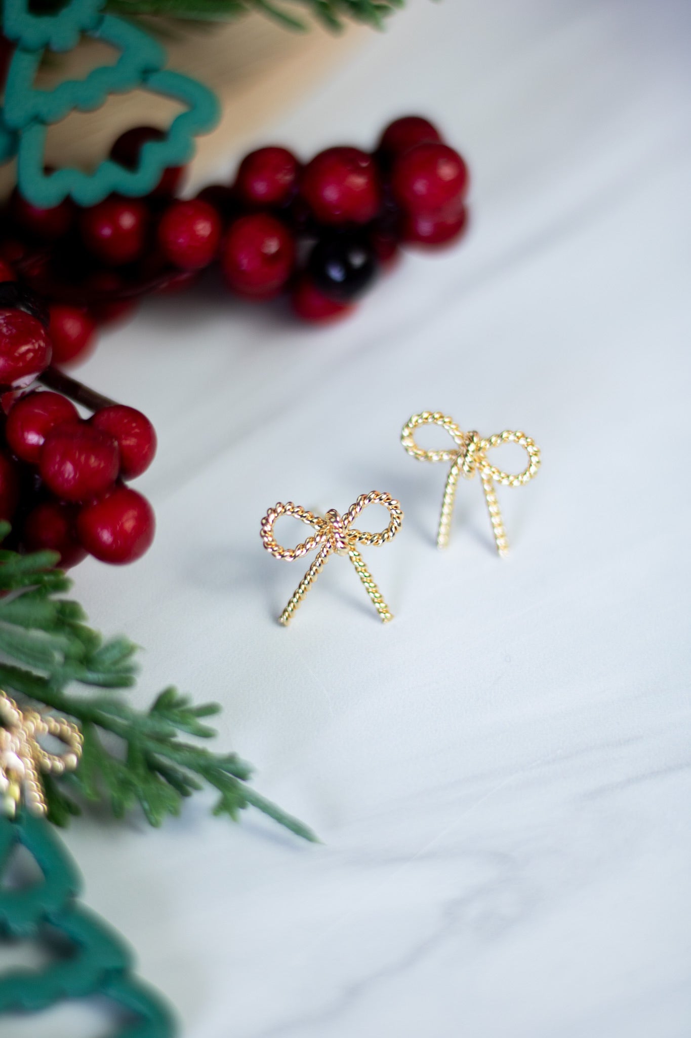 Gold Bow Studs