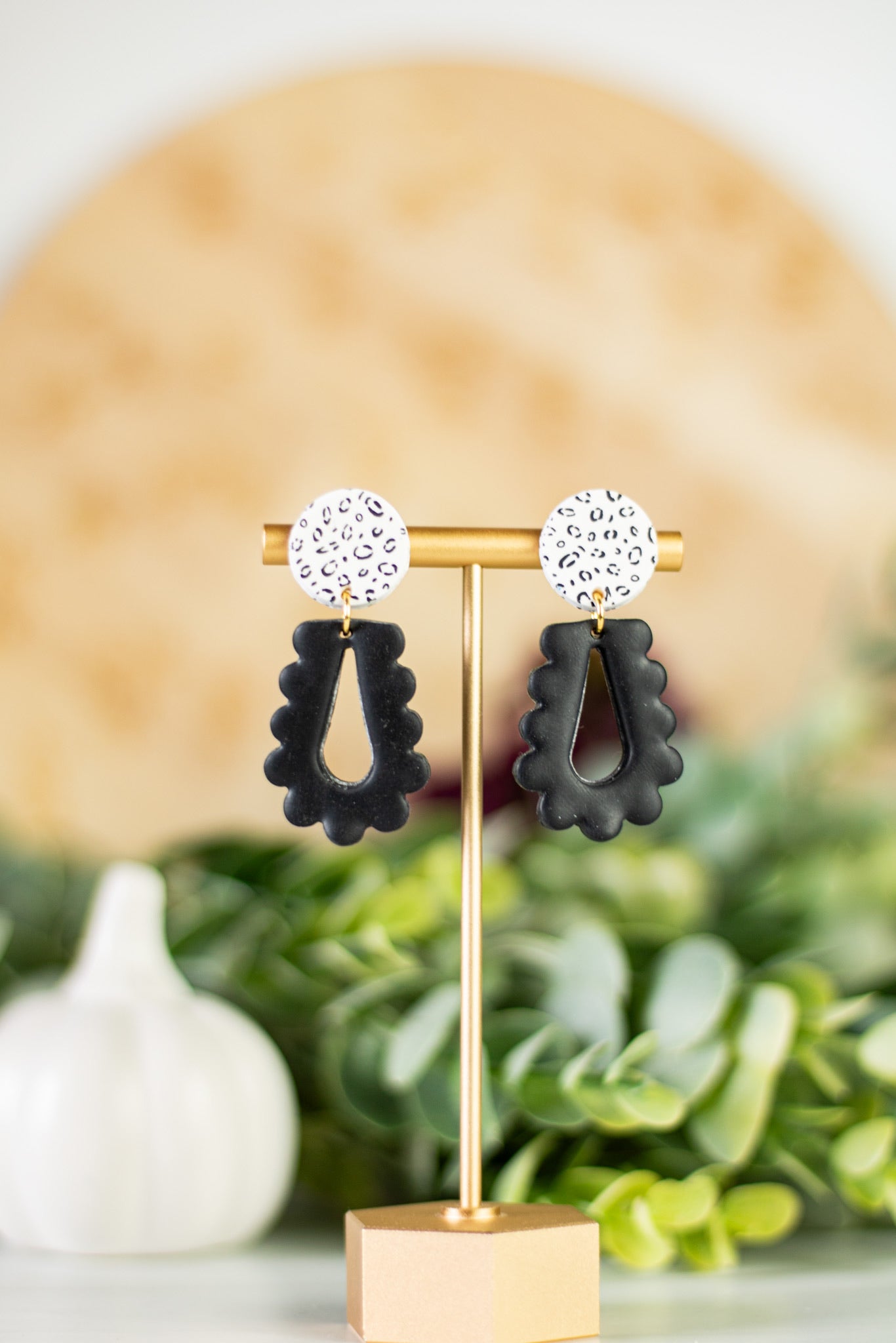 Cheetah Scalloped  Teardrop Dangles