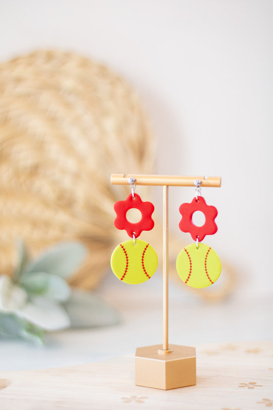 WS Softball Flower Dangles