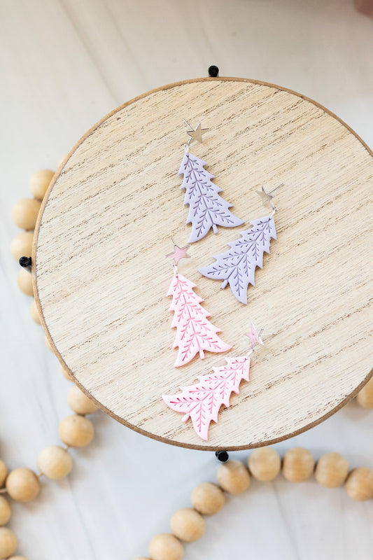 Embossed Silver Star Tree Dangles
