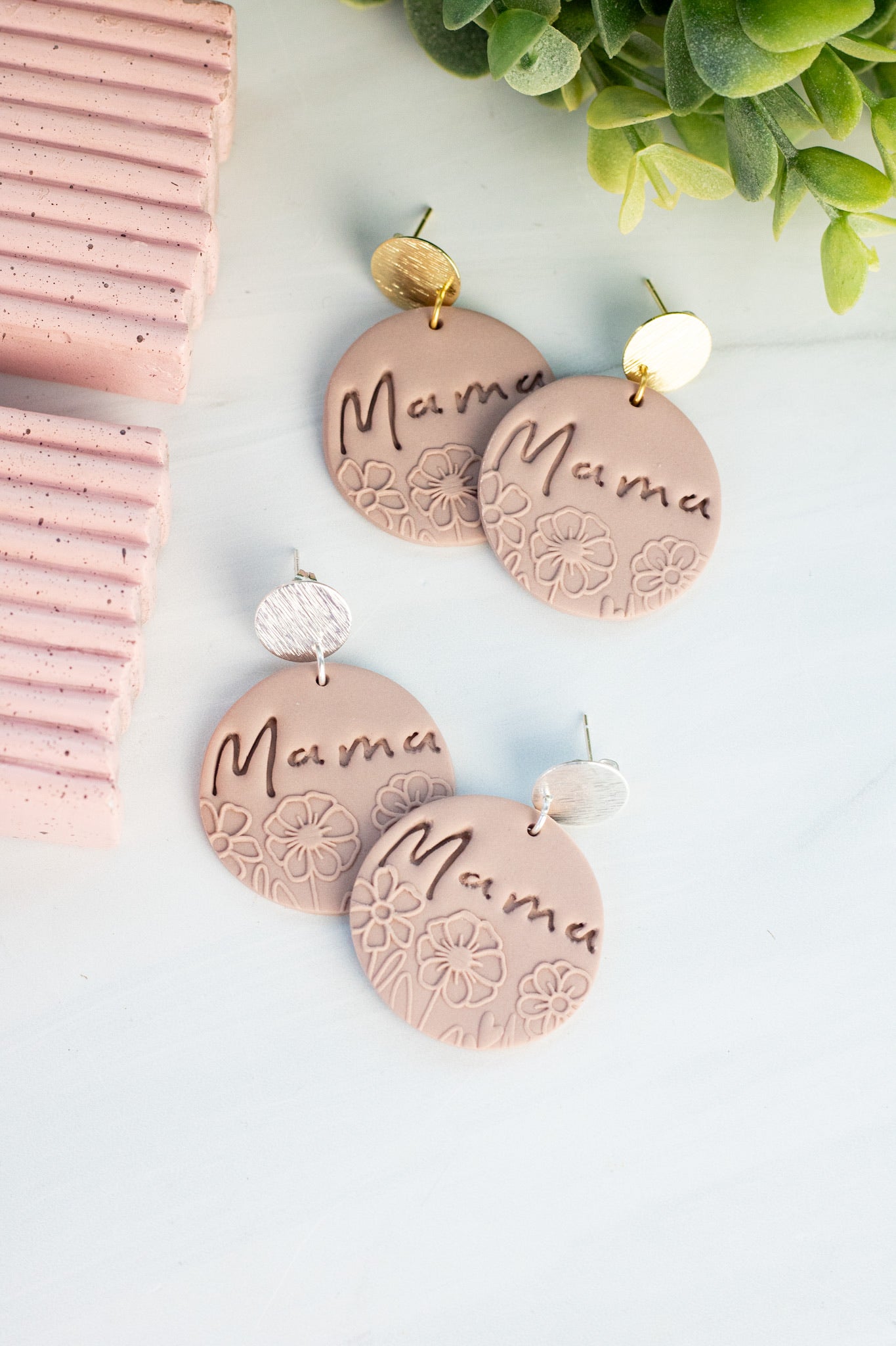 Floral Embossed Mama Dangles