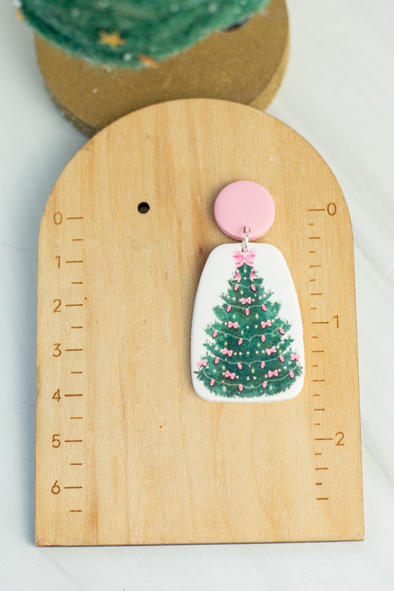 Pink printed bow tree dangles