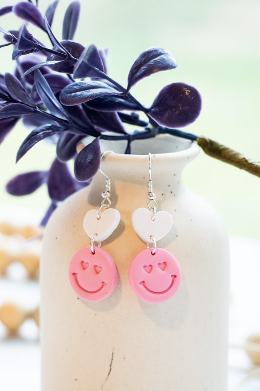 WS Heart Smiley Drop Dangles