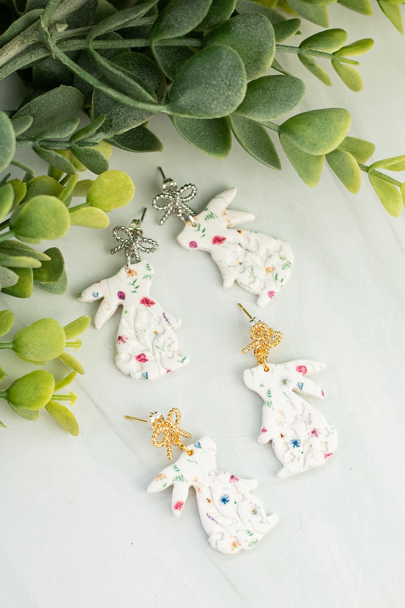 18k Floral Bunny Dangles