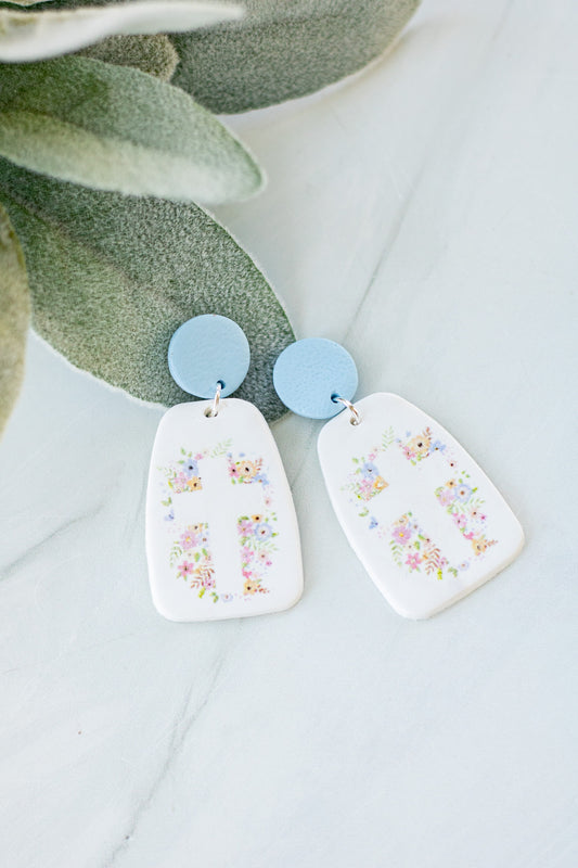 Floral Printed Cross Dangles