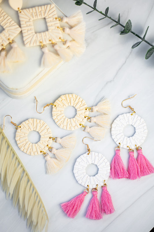 WS Circle Rattan Tassel Dangles