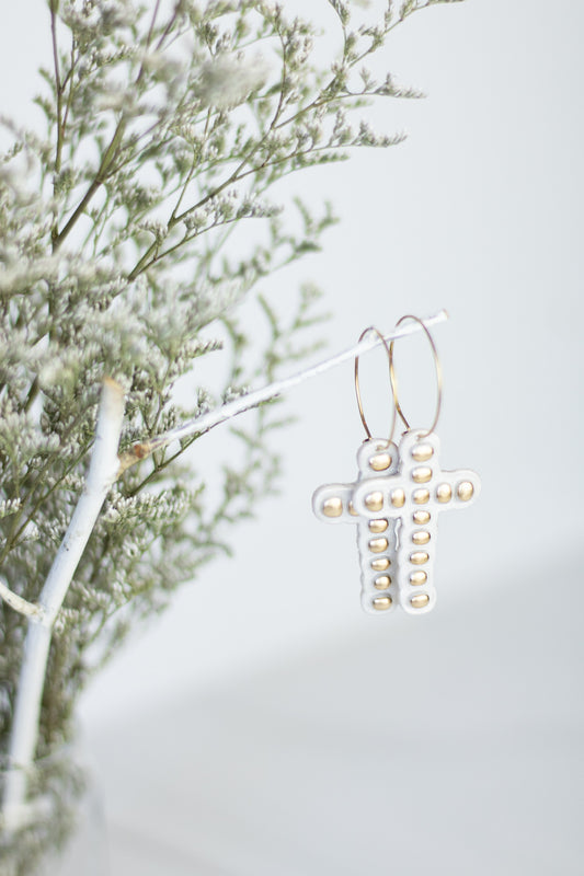 WS Gold Studded Pearl Hoops