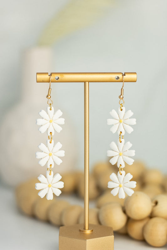 Triple White Flower Dangles