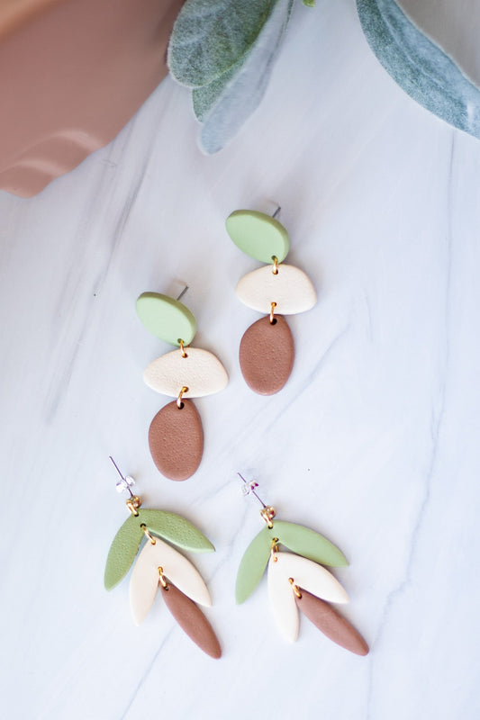 Green/Ivory/brown Dangles