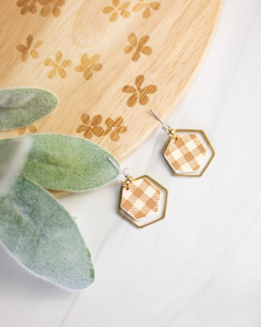 WS Plaid Hexagon Dangles