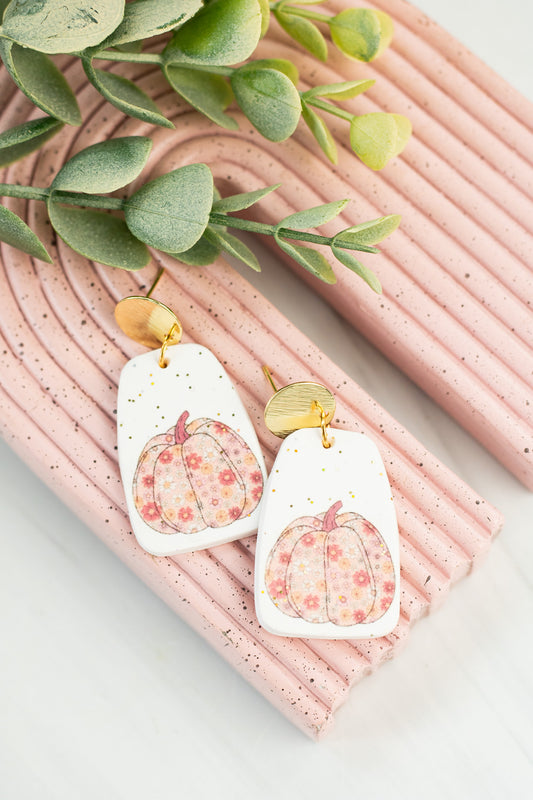 Sweet Printed Pumpkin Dangles