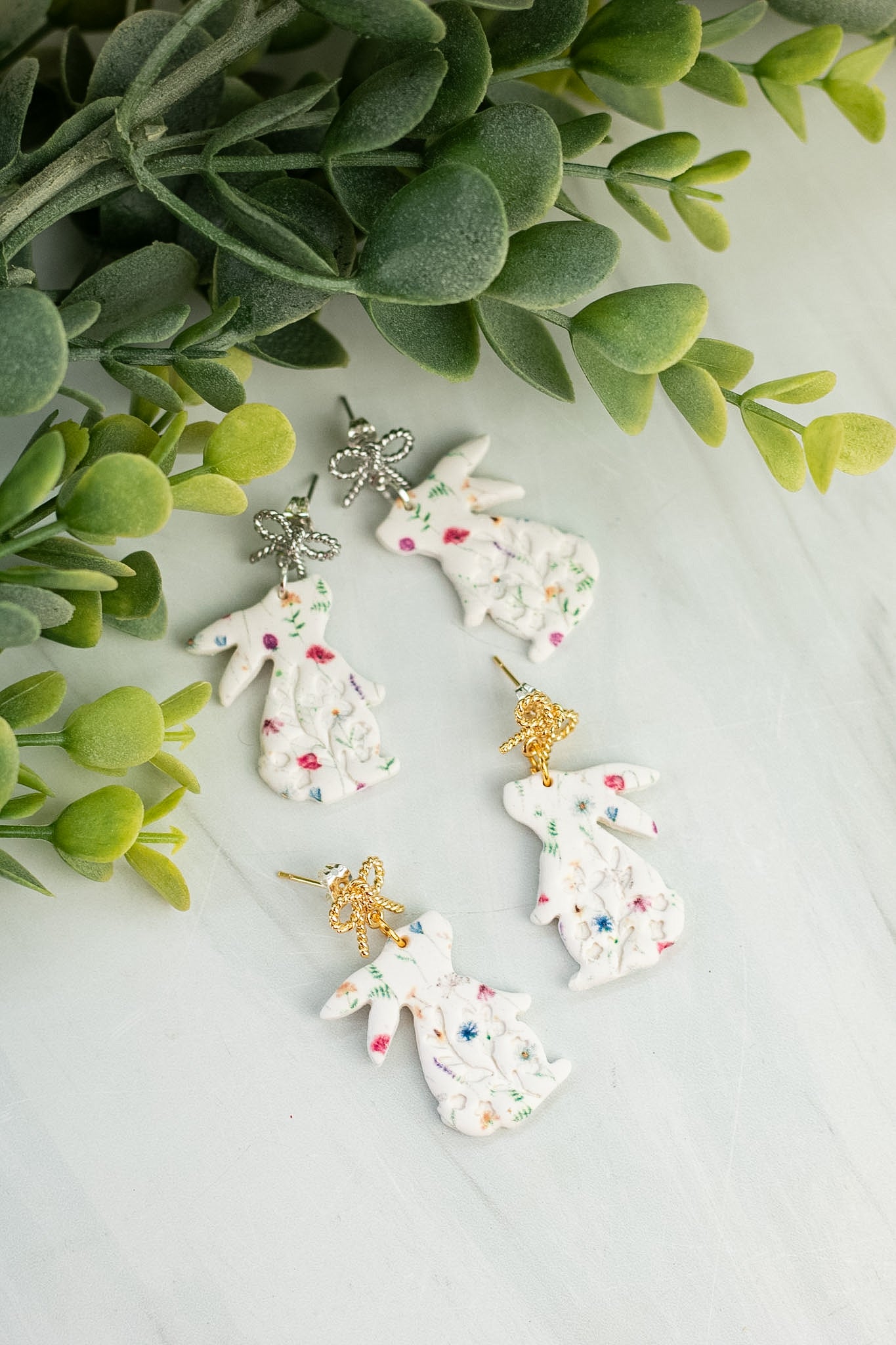 18k Floral Bunny Dangles
