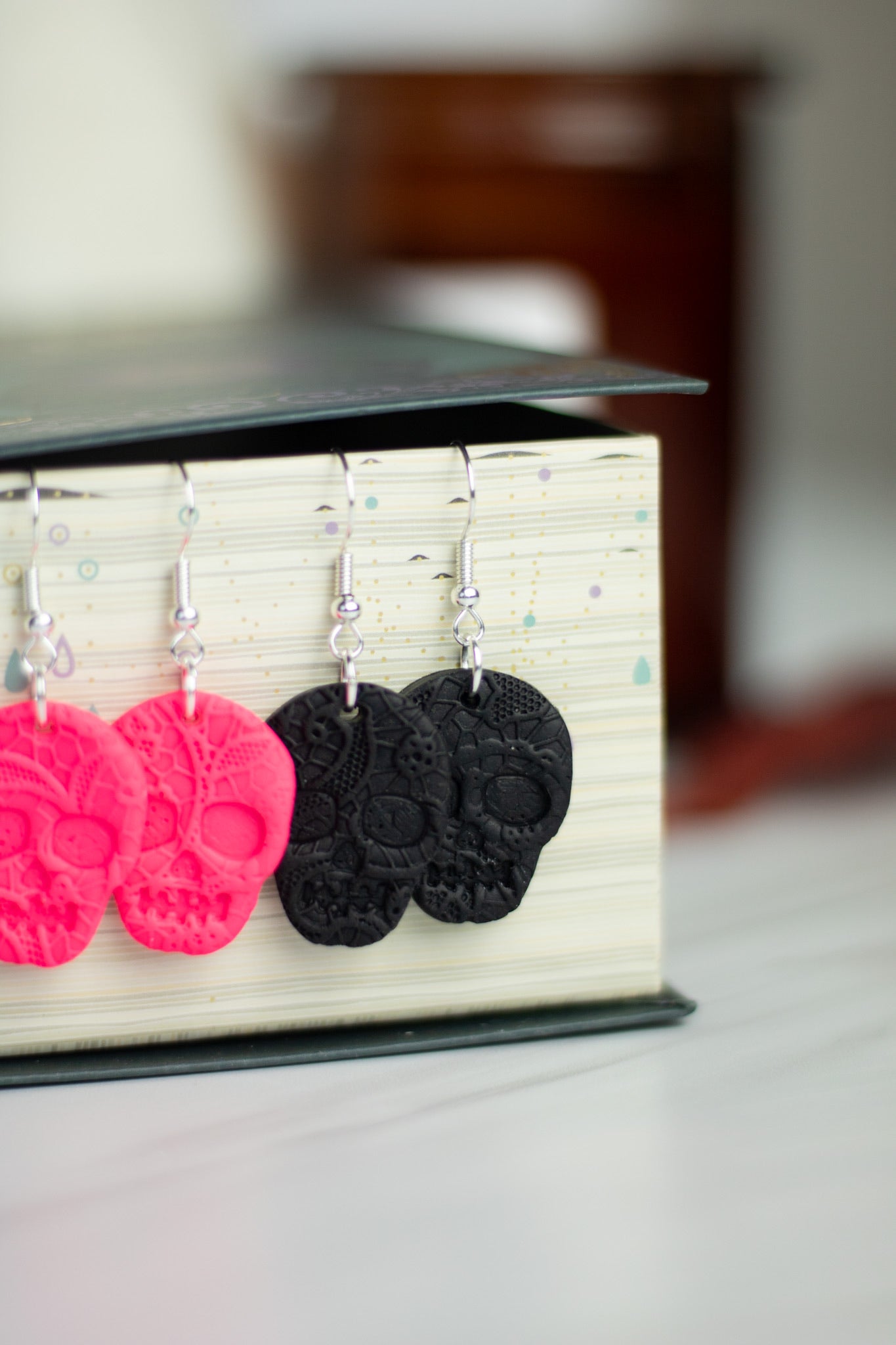 Lace Skull Dangles