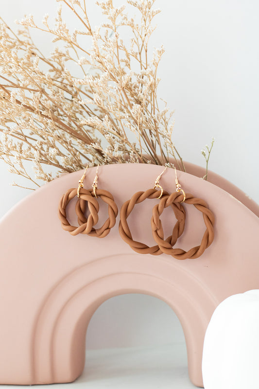 Brown Braided Hoops