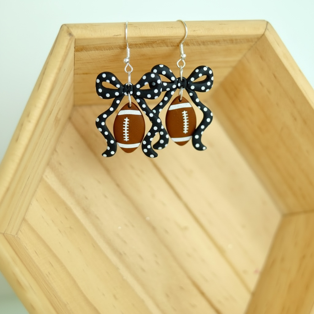 Romantic Football Bow Dangles