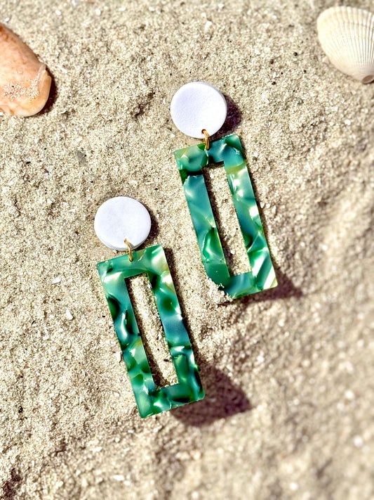 WS Green Watercolor Acrylic Dangles