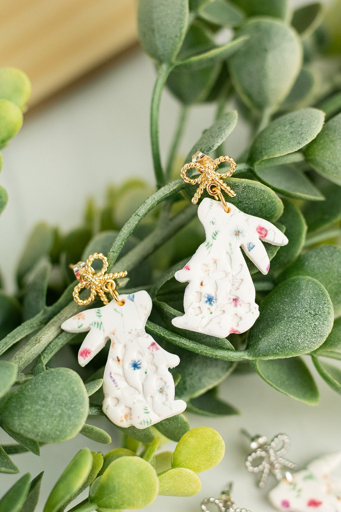 18k Floral Bunny Dangles