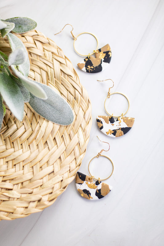 WS Neutral & Gold Bowl Hoop Dangles