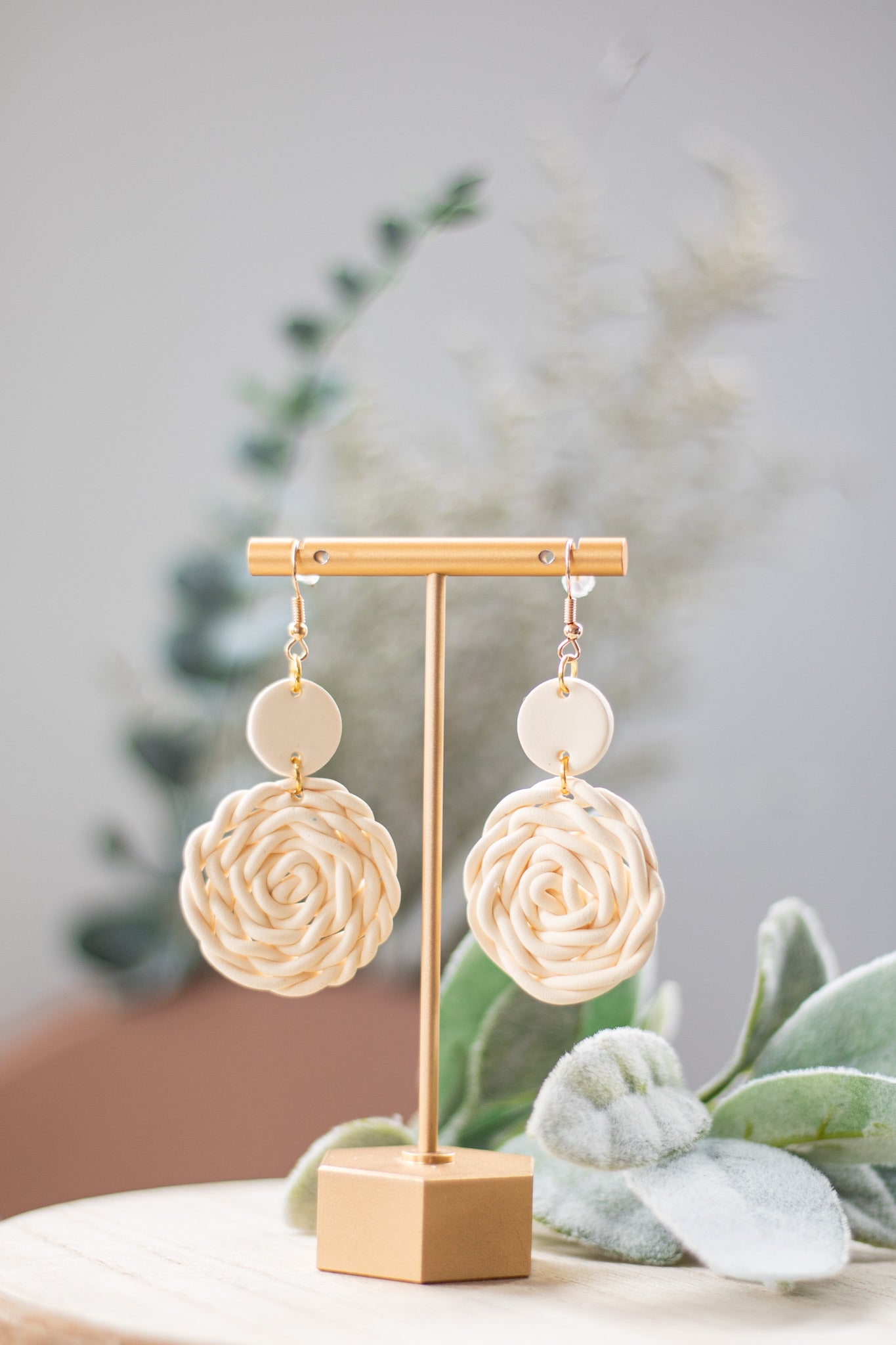 Ivory Twisted Circle Dangles